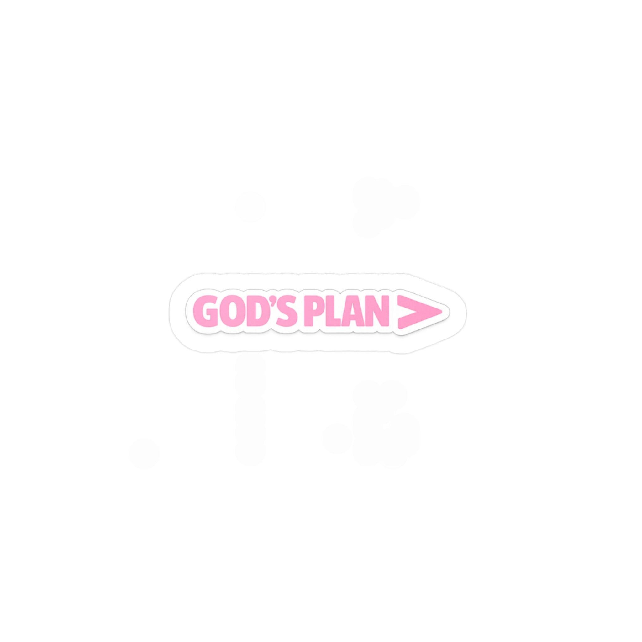 "GOD'S PLAN" — Vinyl Sticker; Pink Text